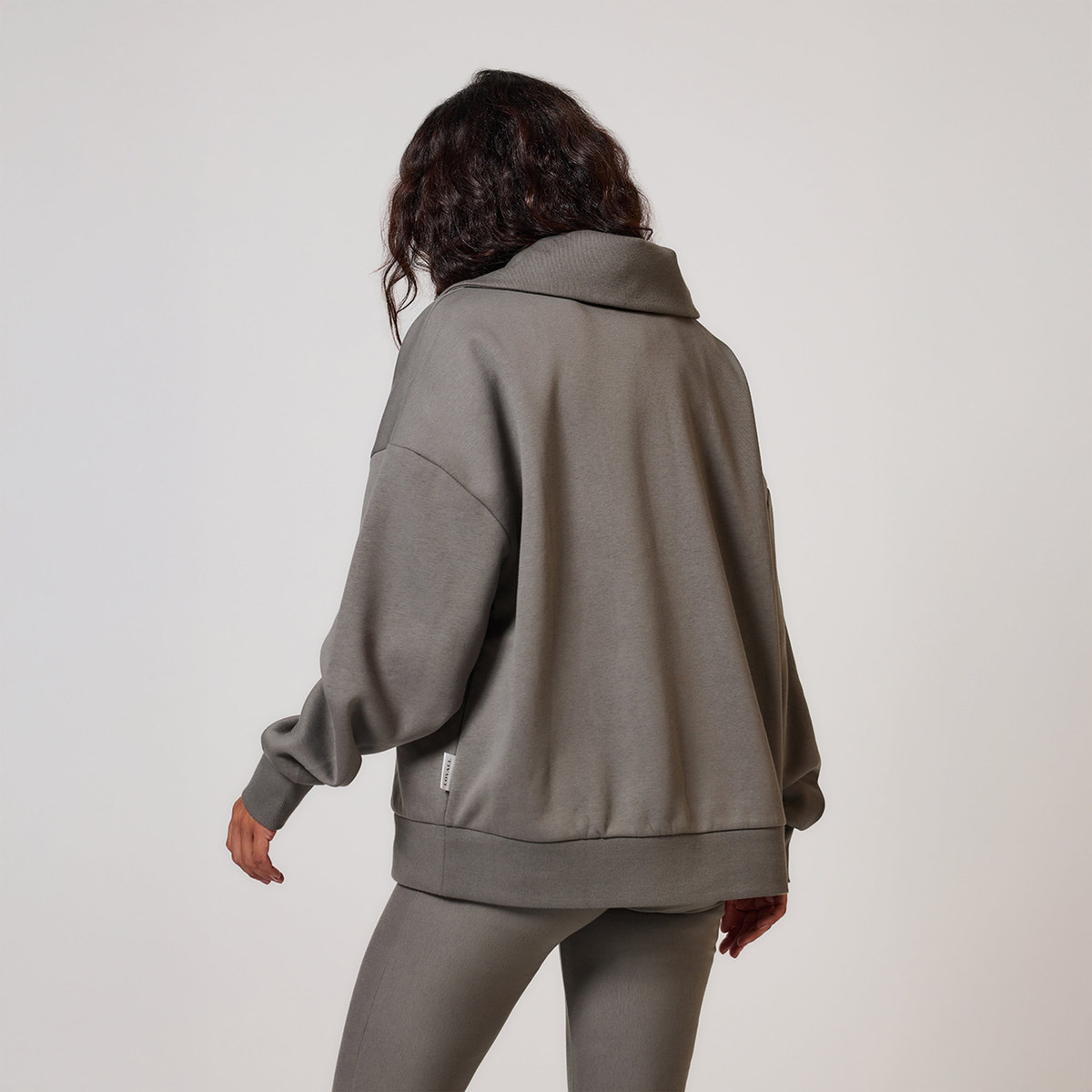 Sweat-shirt surdimensionné en coton biologique avec fermeture éclair 1/4 - Vert ardoise