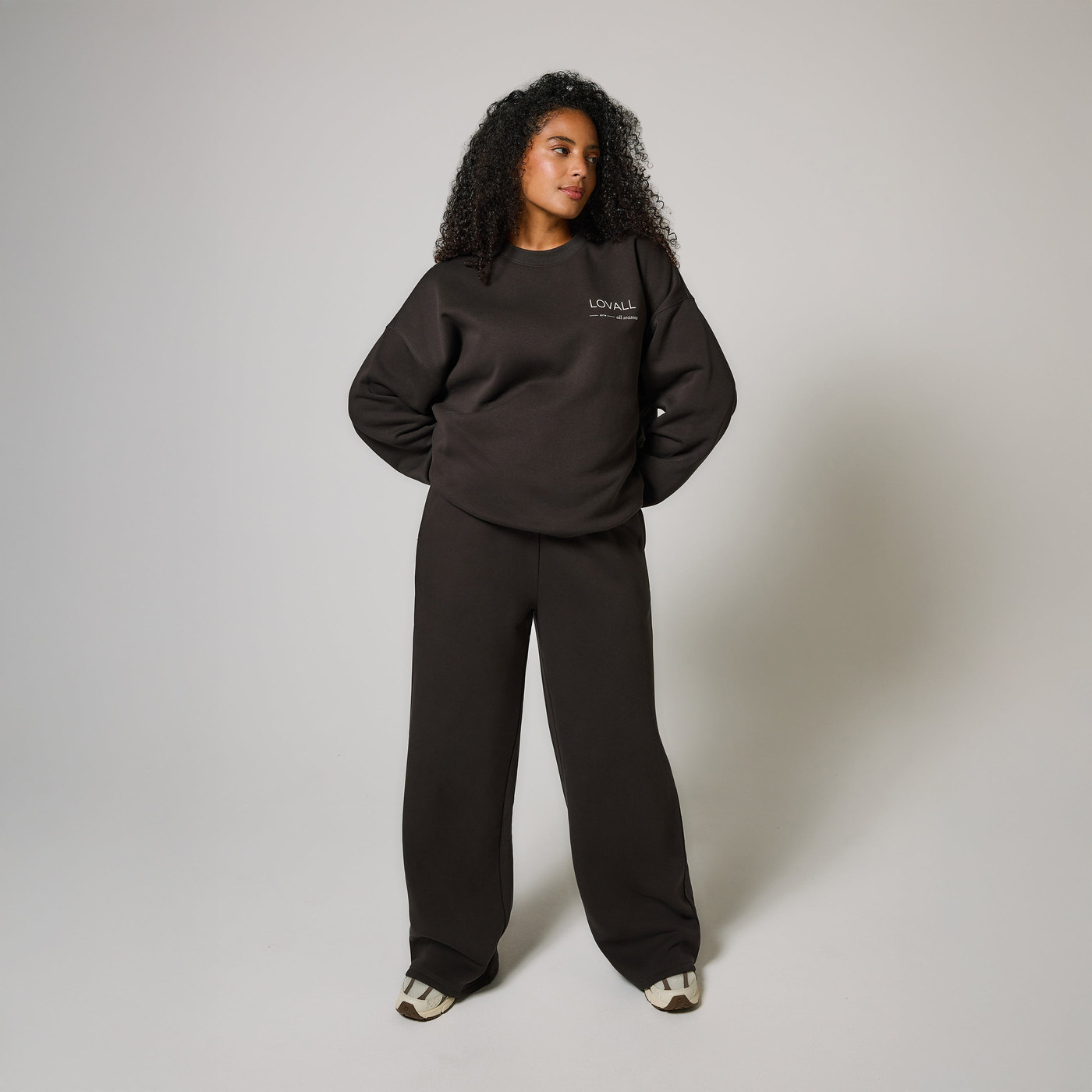 ALL SZN pantalon de jogging bio à jambes larges grande taille - Black Coffee