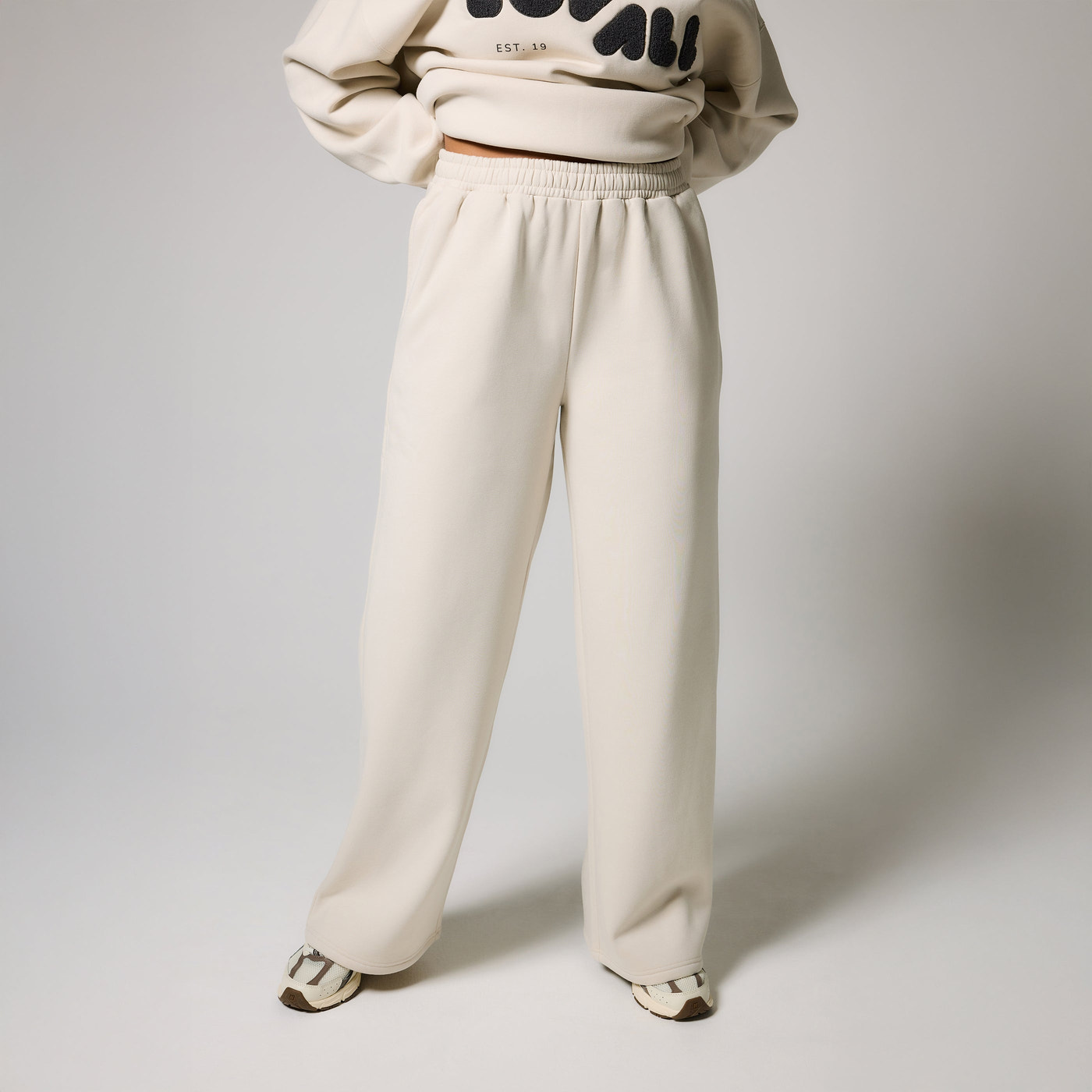 ALL SZN pantalon de jogging bio à jambes larges grande taille - Ecru