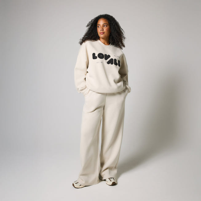 ALL SZN pantalon de jogging bio à jambes larges - Ecru