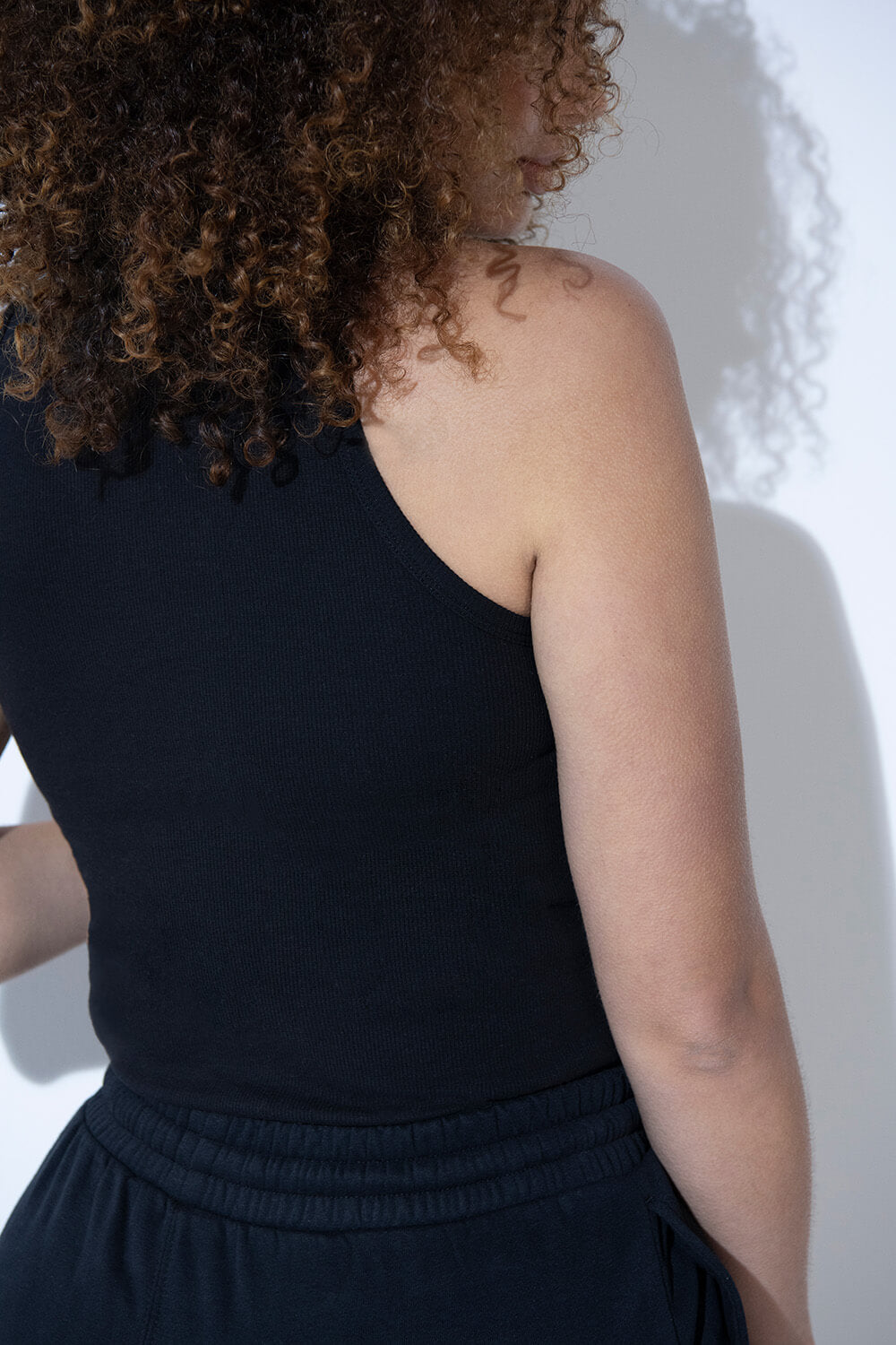 Débardeur côtelé en coton grande taille - Noir