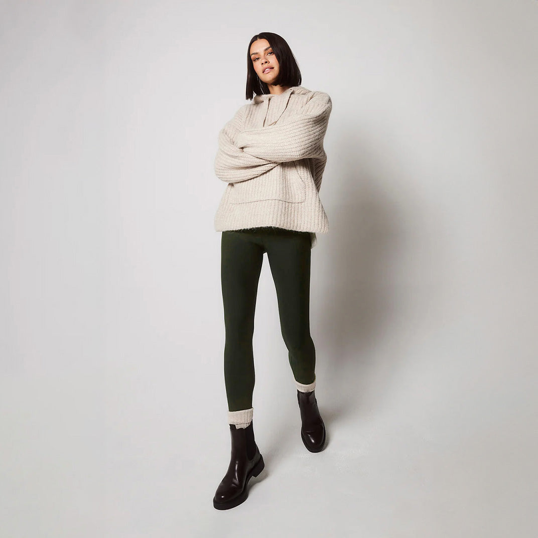 Legging taille haute d'hiver - Olive intense