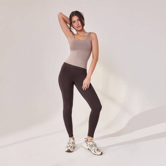 Lightweight Everyday High Waisted Leggings - Black Coffee
