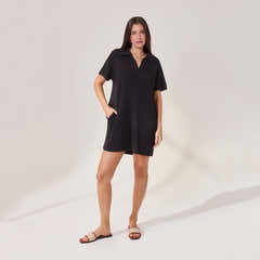 Robe pull col montant légère - Noir