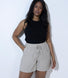 Curve Linen Shorts - Stone