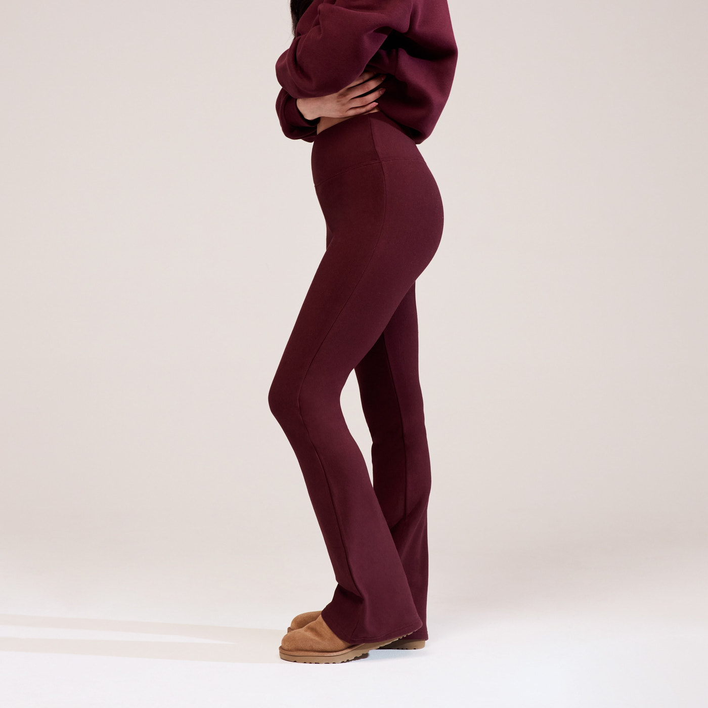 Curve Winter Flare Leggings - Burgundy