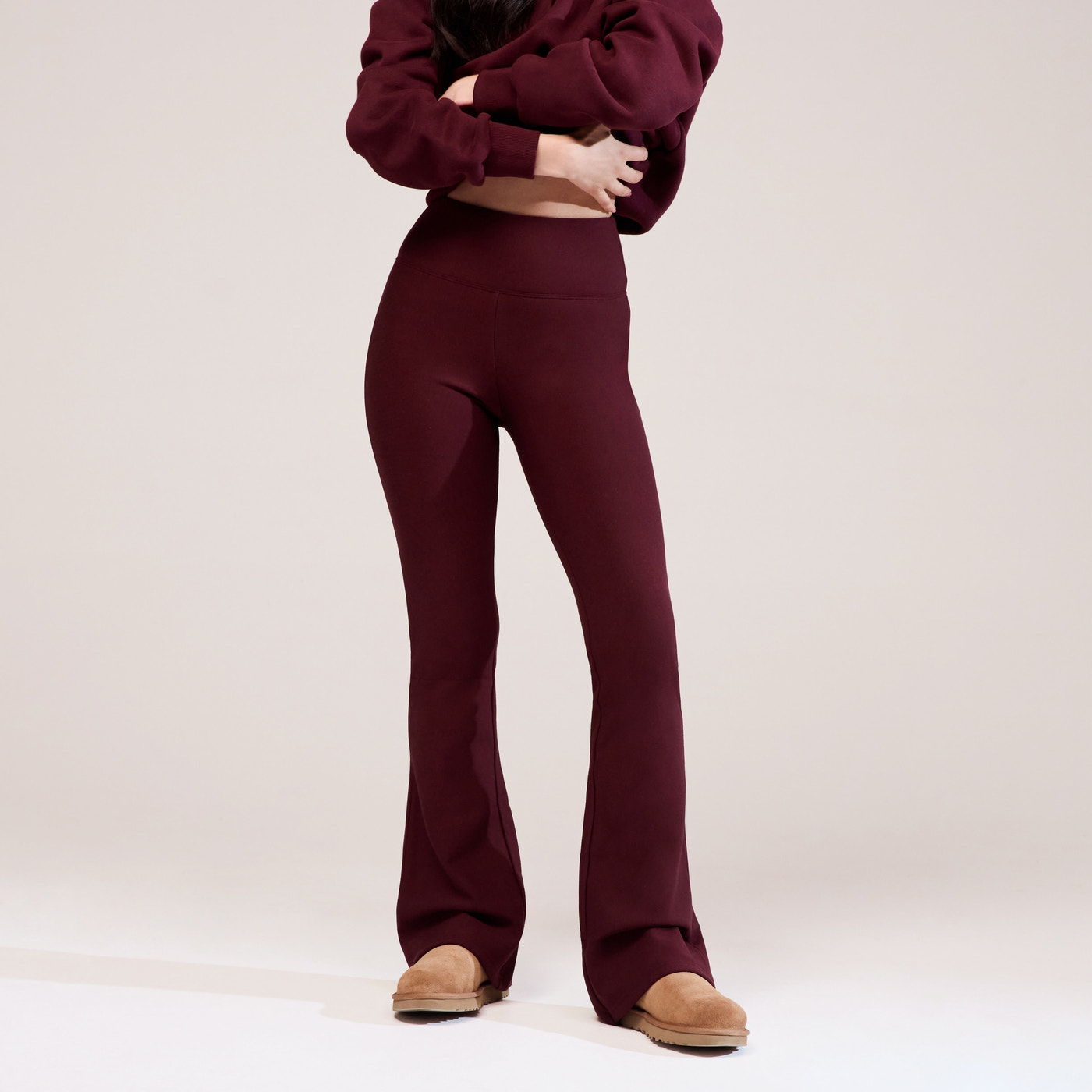 Curve Winter Flare Leggings - Burgundy