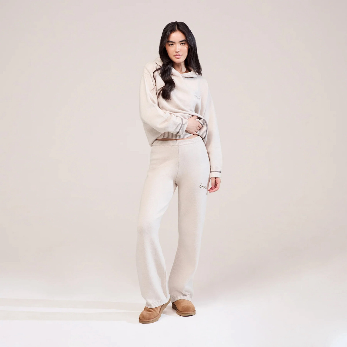 Pull en maille doux à capuche - Beige