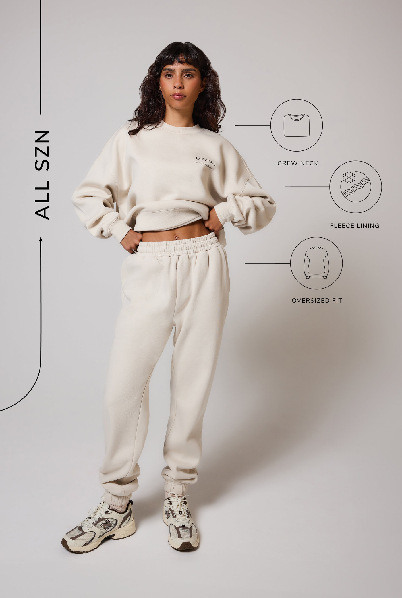 ALL SZN organique Sweat à Capuche Oversize grande taille Style 3 - Ecru