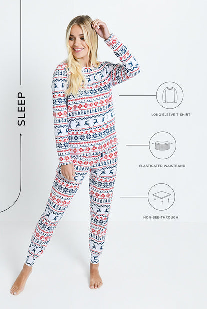 Ensemble de pyjama tout doux - Blanc Christmas Print