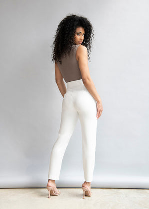 Pantalon cigarette grande taille - Off Blanc