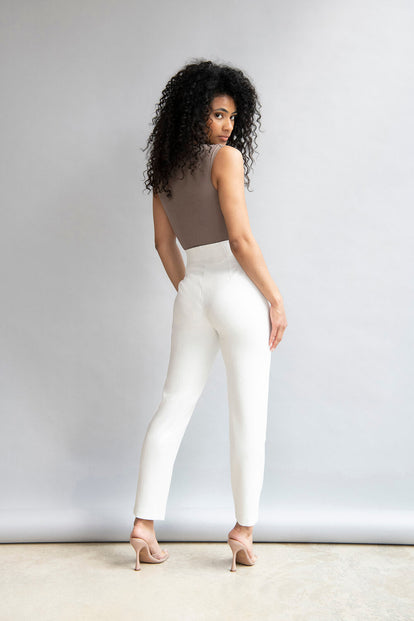 Pantalon cigarette grande taille - Off Blanc