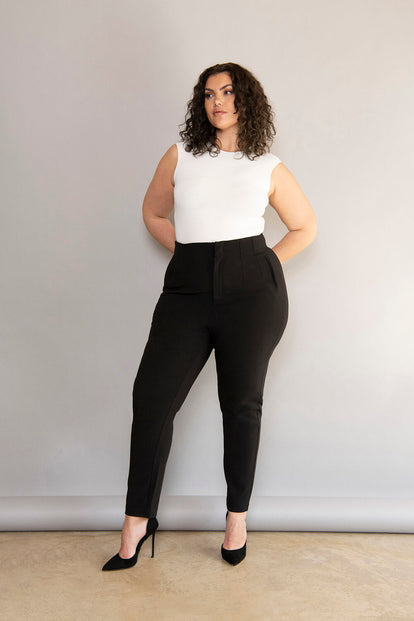 Pantalon cigarette grande taille - Noir