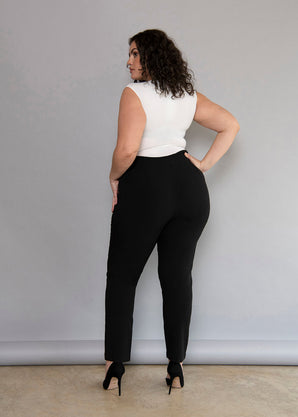 Pantalon cigarette grande taille - Noir