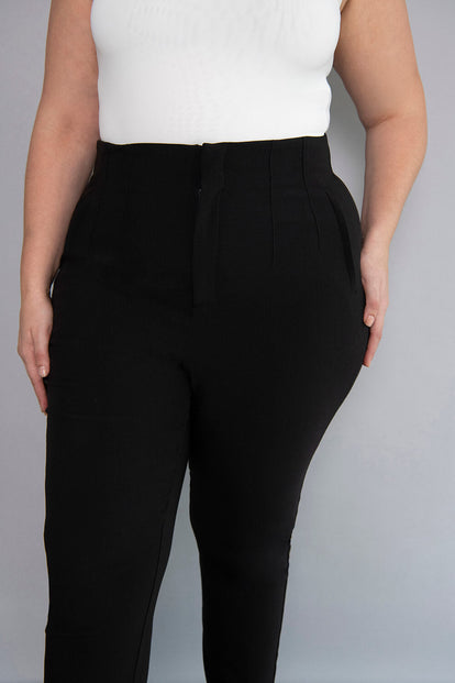 Pantalon cigarette grande taille - Noir