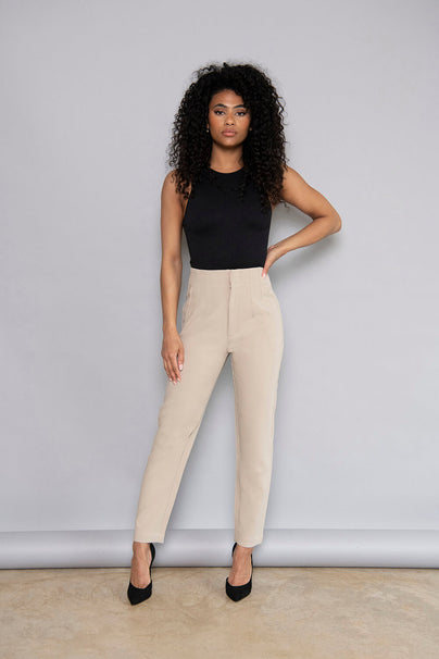 Pantalon cigarette grande taille - Sand