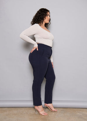 Pantalon cigarette grande taille - Marine