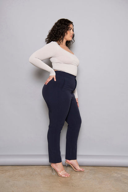 Pantalon cigarette grande taille - Marine