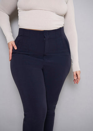 Pantalon cigarette grande taille - Marine