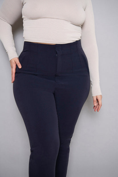 Pantalon cigarette grande taille - Marine