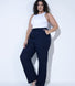 Pantalon en lin grande taille - Marine