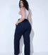 Pantalon en lin grande taille - Marine