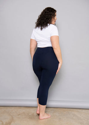 Legging léger court grande taille - Marine