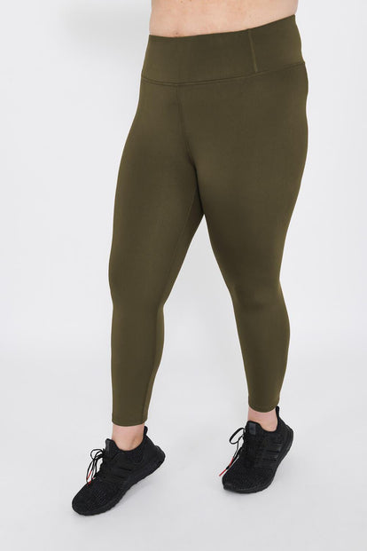 Legging de sport 7/8e taille haute grande taille Focus - Olive Vert