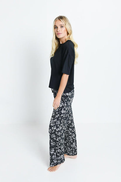 Ensemble de pyjama tout doux - Noir Floral