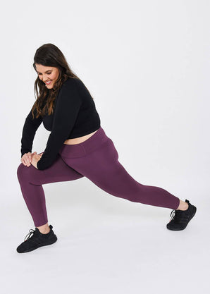 Legging de sport 7/8e taille haute grande taille Focus - Mulberry Plum