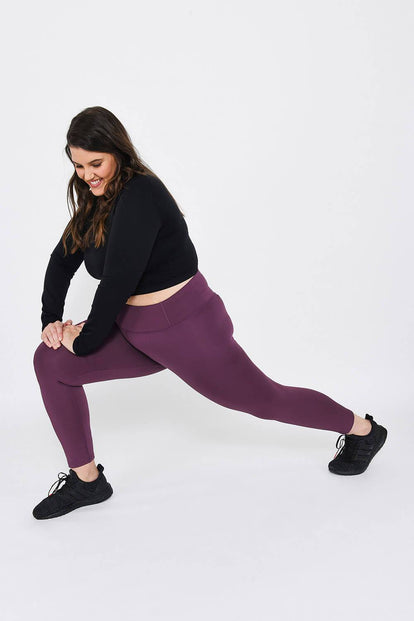 Legging de sport 7/8e taille haute grande taille Focus - Mulberry Plum