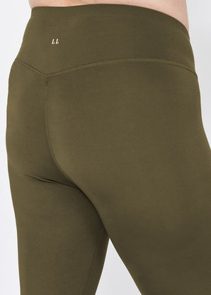 Legging de sport 7/8e taille haute grande taille Focus - Olive Vert
