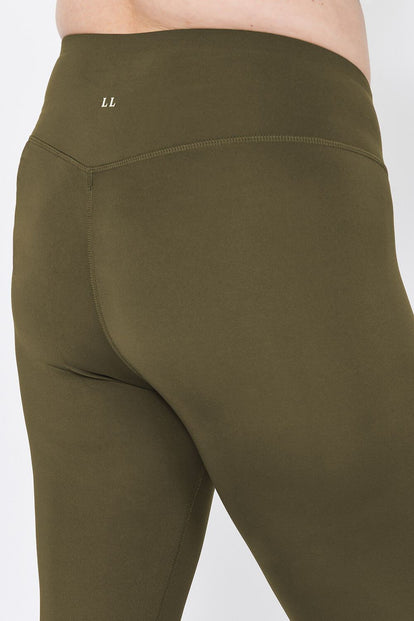 Legging de sport 7/8e taille haute grande taille Focus - Olive Vert