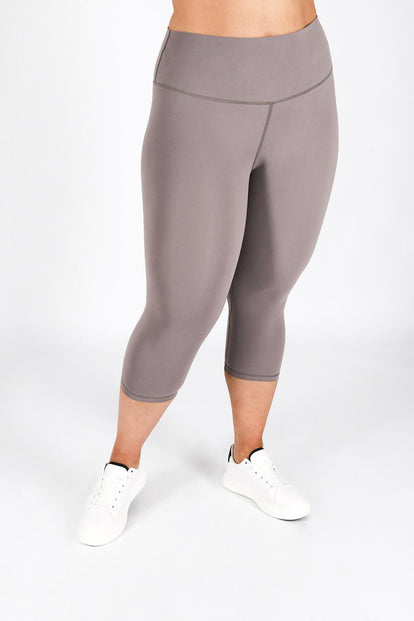 Legging court taille haute grande taille Revitalise - Mauve