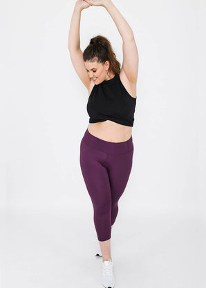 Legging de sport court taille haute grande taille Focus - Mulberry Plum