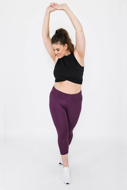 Legging de sport court taille haute grande taille Focus - Mulberry Plum