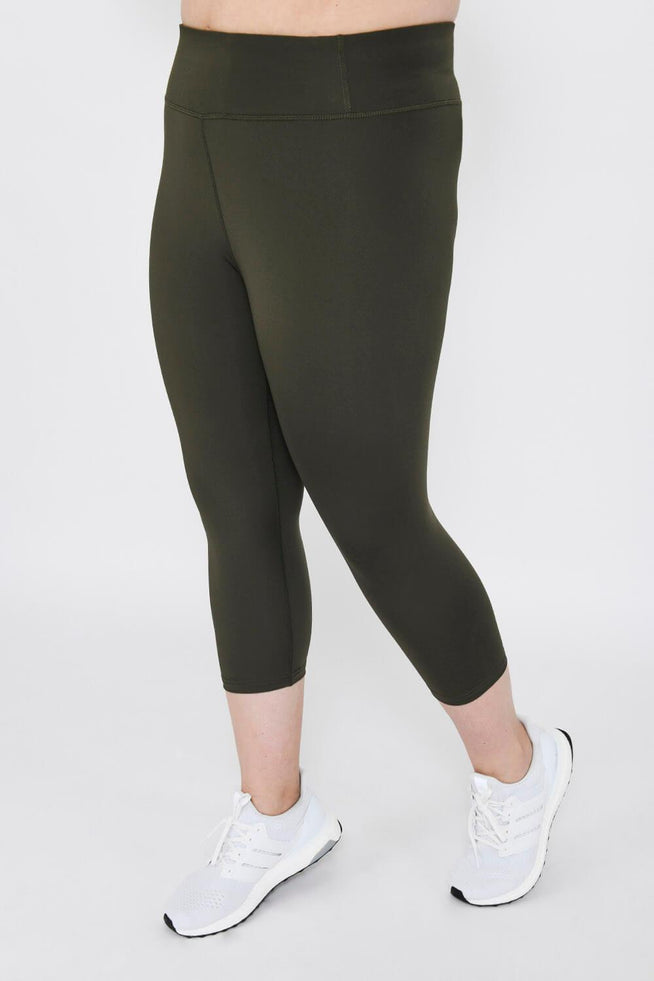 Legging de sport court taille haute grande taille Focus - Olive Vert