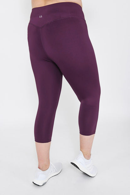 Legging de sport court taille haute grande taille Focus - Mulberry Plum