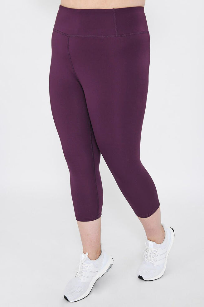 Legging de sport court taille haute grande taille Focus - Mulberry Plum