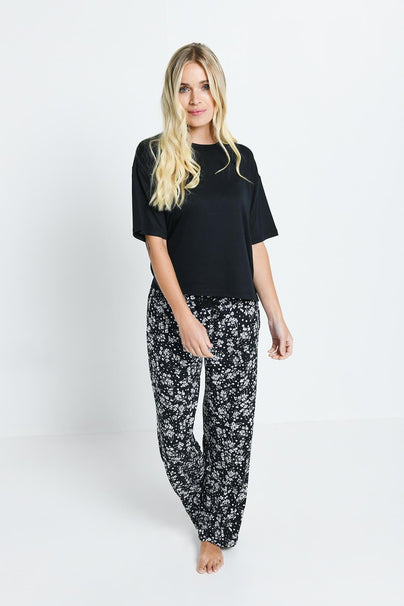 Ensemble de pyjama tout doux - Noir Floral