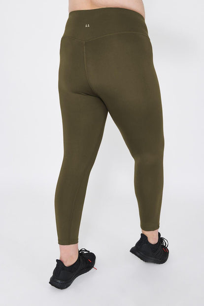 Legging de sport 7/8e taille haute grande taille Focus - Olive Vert