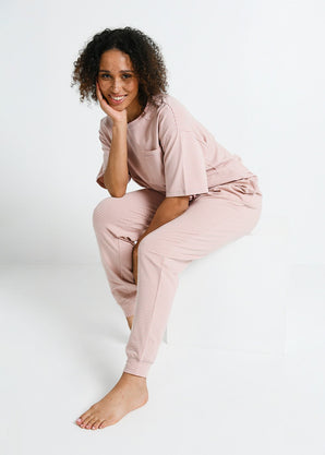 Ensemble de pyjama en coton peigné - Dusty Rose