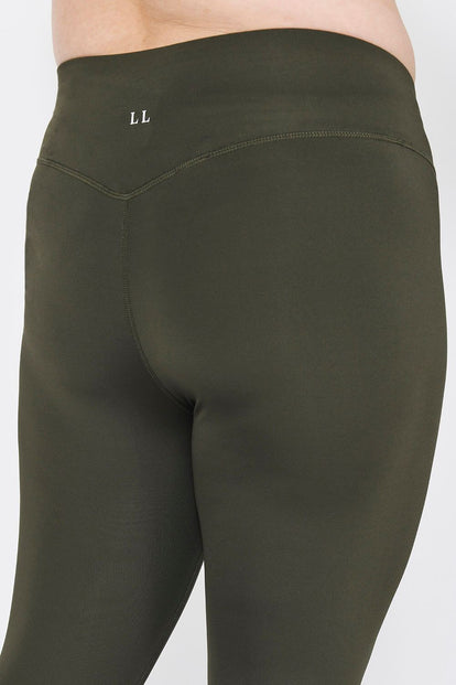 Legging de sport court taille haute grande taille Focus - Olive Vert