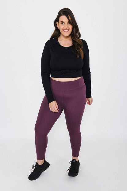 Legging de sport 7/8e taille haute grande taille Focus - Mulberry Plum