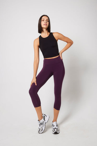 Legging de sport court taille haute Focus - Mulberry Plum