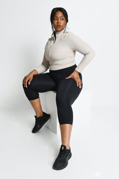 Legging de sport court grande taille Energise - Midnight Noir