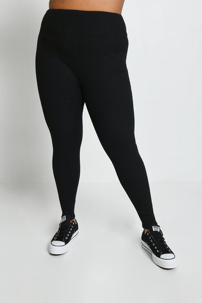 Legging doublé polaire épais grande taille - Noir