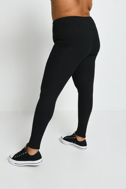 Legging doublé polaire épais grande taille - Noir