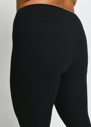 Legging doublé polaire épais grande taille - Noir