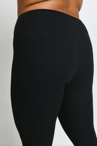 Legging doublé polaire épais grande taille - Noir